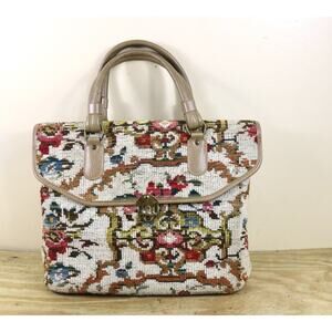 Jacklyn Bag Tapestry Needlepoint Floral print Tote Double Handle Shoulder